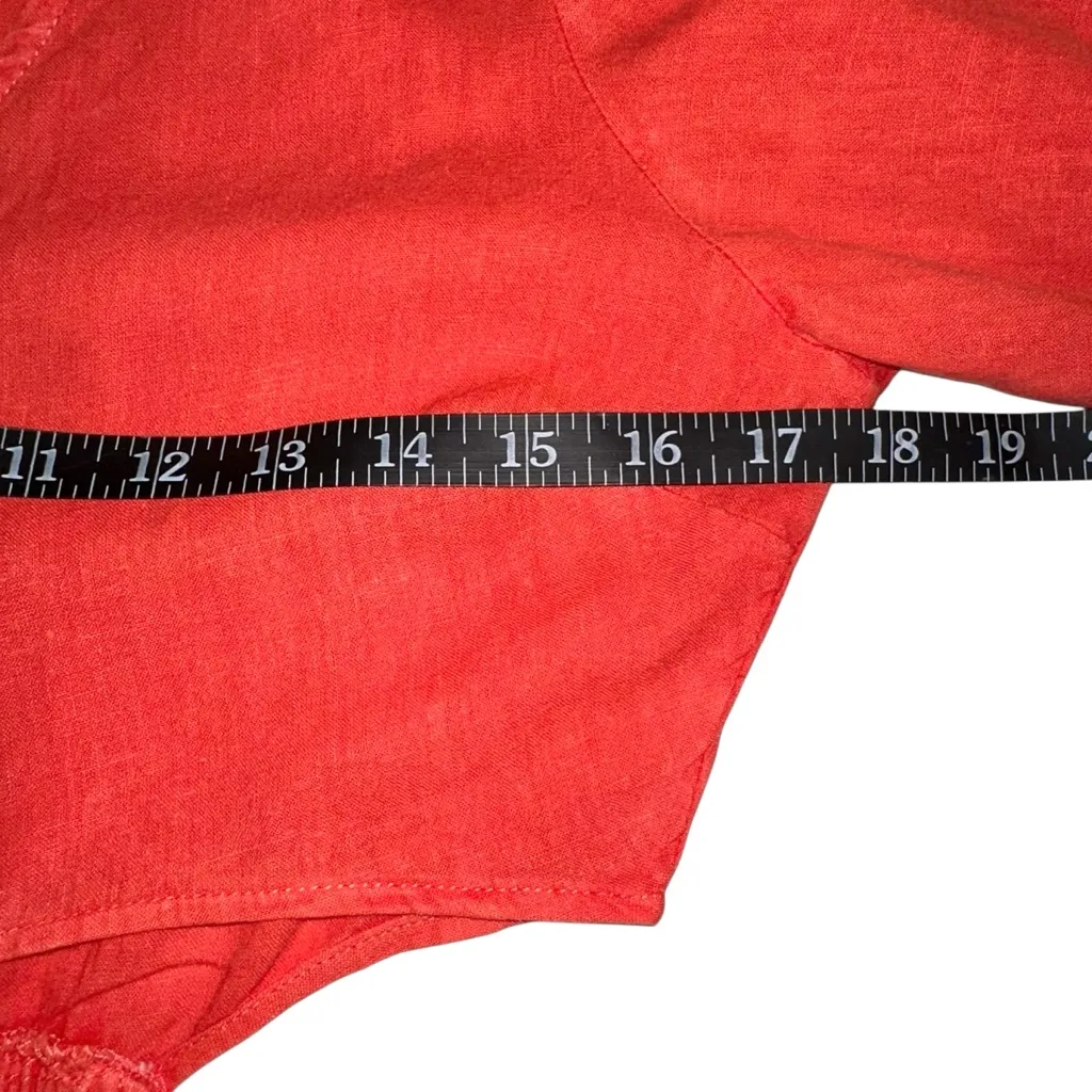 Young Fabulous & Broke High Tea Linen Blend Cut Out Puff Sleeve Midi Dress SMALL - Image 7