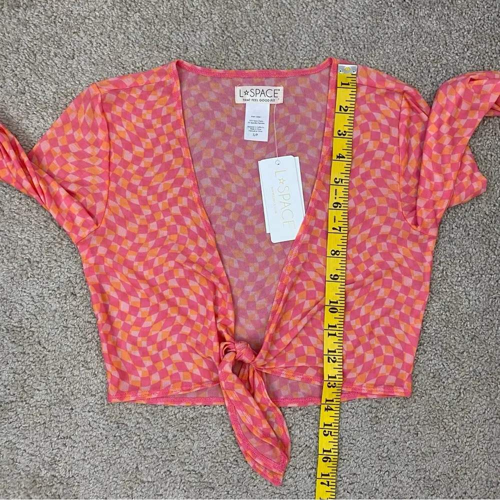 L*Space Bandera Top Sheer Mesh Tie Front S - Image 7