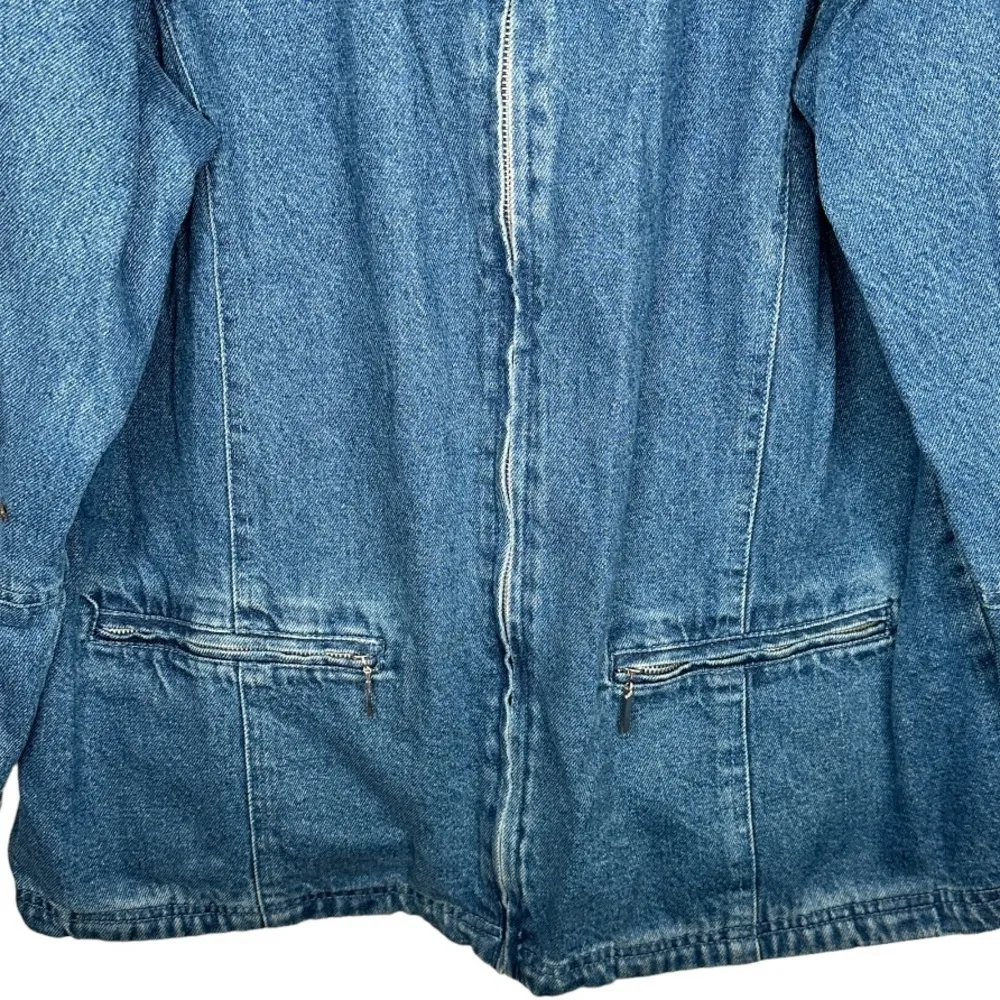 Vintage North‎ Style Denim Hoody Coat Blue Size XL - Image 3