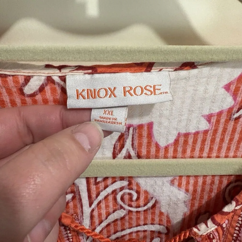 Women's Flutter Short Sleeve Top Shirt Knox Rose Orange Floral XXL Boho Colorful - Image 6