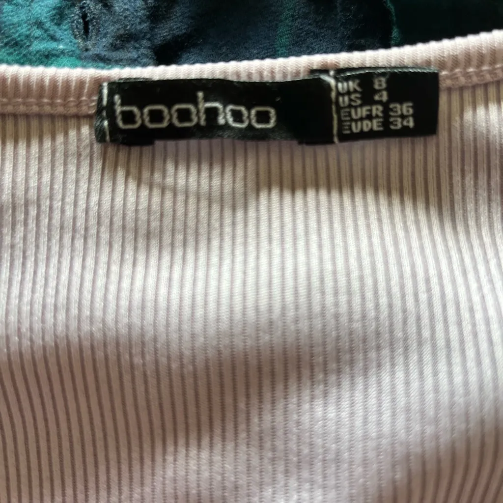 Boohoo Pink Long Sleeve Tie Front Crop Top Blouse Y2K SZ 4 Wide V-Neck Summer - Image 9