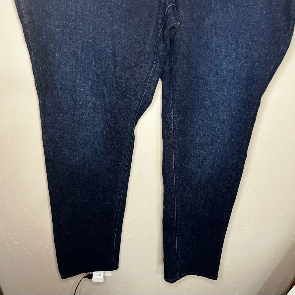 High Rise Straight Leg Tighter Tummy Dark Blue Long Tall Denim Jeans - Image 5