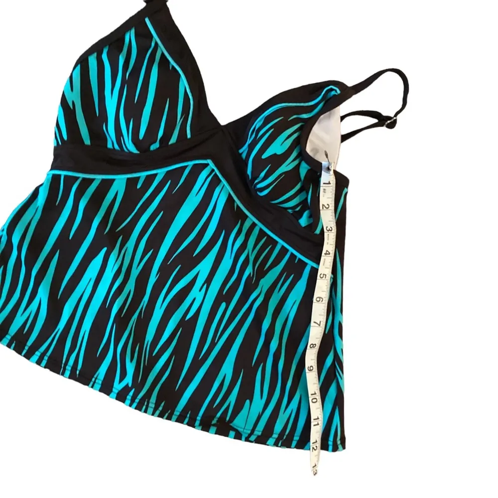 Tankini swim top. Turquoise and deep brown. Caribbean Joe. Size 10 - Image 7