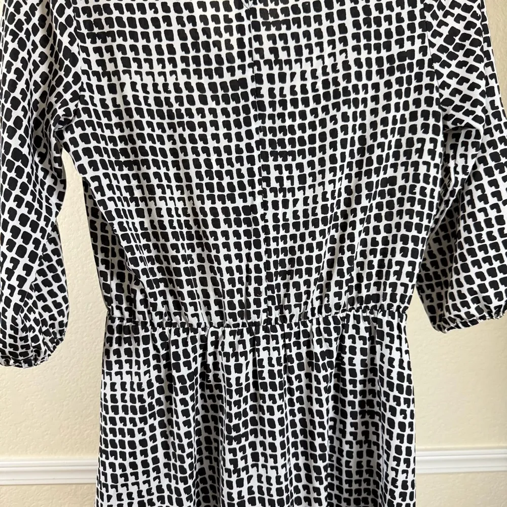 Minimalist Boho Midi Dress Geometric Print 3/4 Sleeve Flattering Aesthetic XS - Image 8