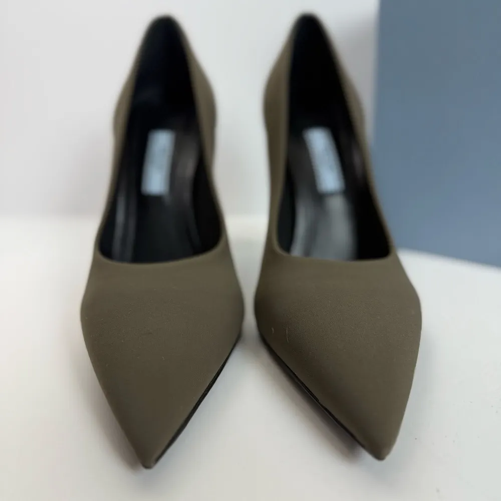 NEW in Box Prada Calzature Donna Tessuto Tech Green Mimetico Stiletto Heels 38.5 - Image 12