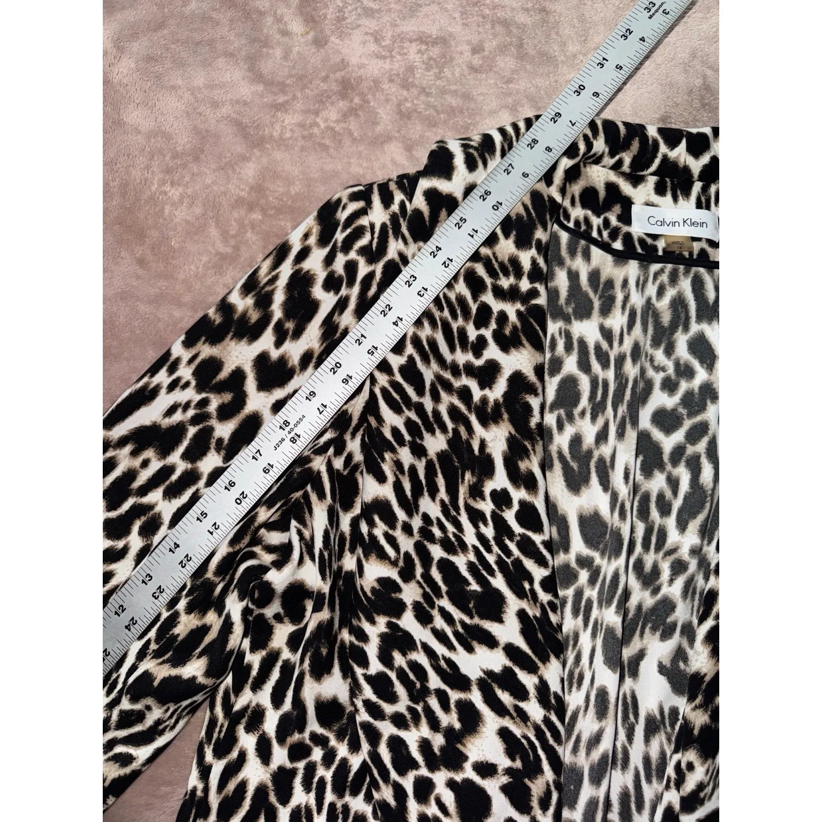 CALVIN KLEIN  Leopard Animal Print Open Front Jacket Size 1X‎ - Image 7