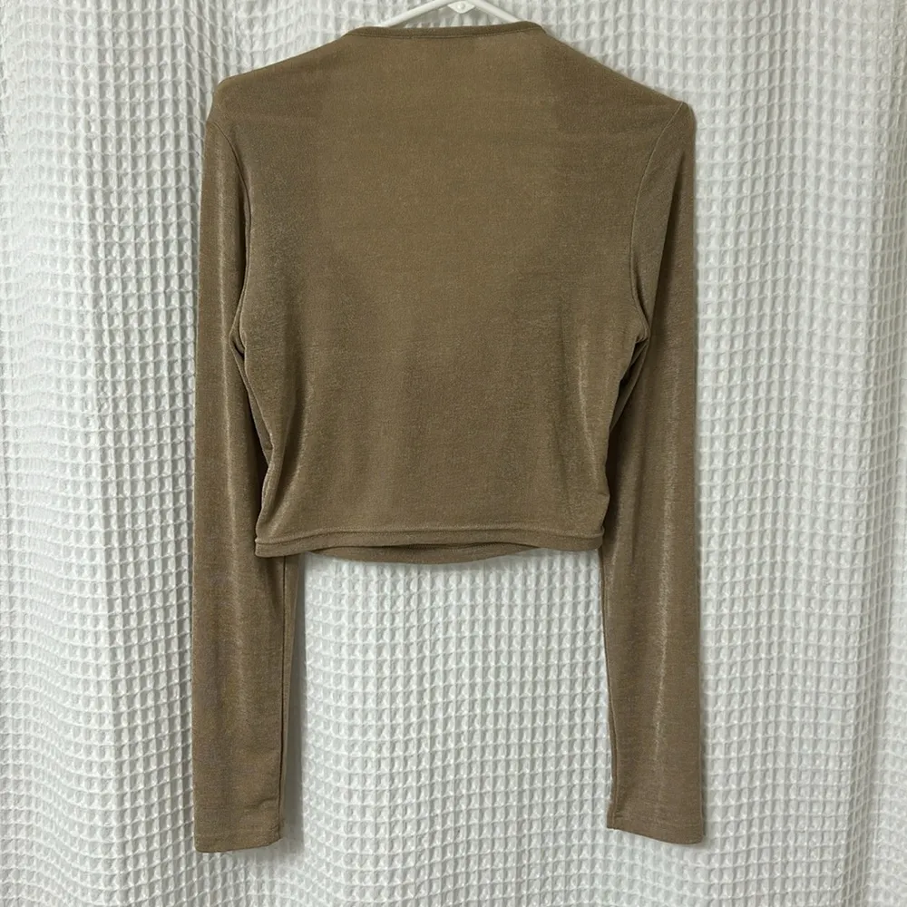 Mable Jaylene Long Sleeve Crop Top Mocha Size Large Tan - Image 9