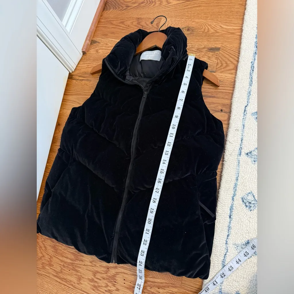 Athleta Women's Lofty Velvet Goose Down Full Zip Puffer Vest Black S No Hood - Image 7