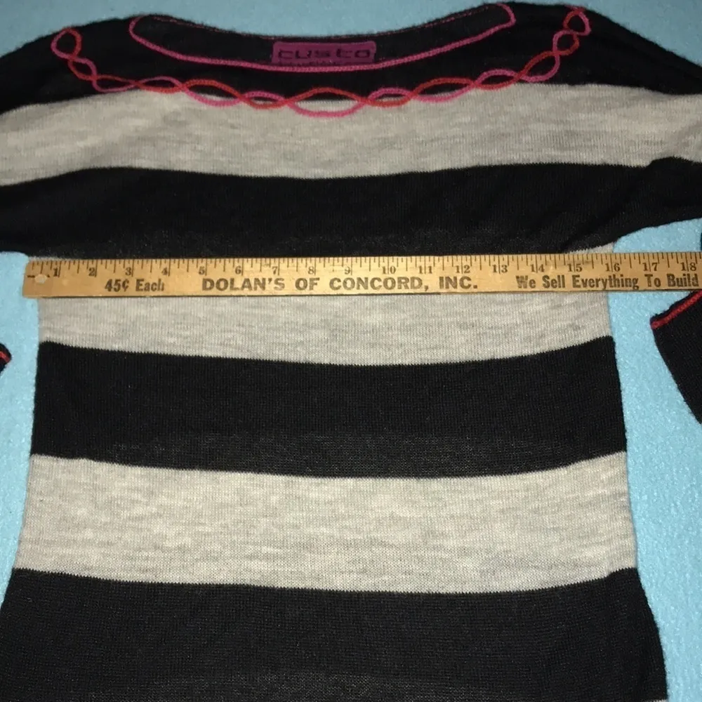 𝅺CUSTO knitwear bold stripes bell sleeves vintage soft sweater NEW size S - Image 5