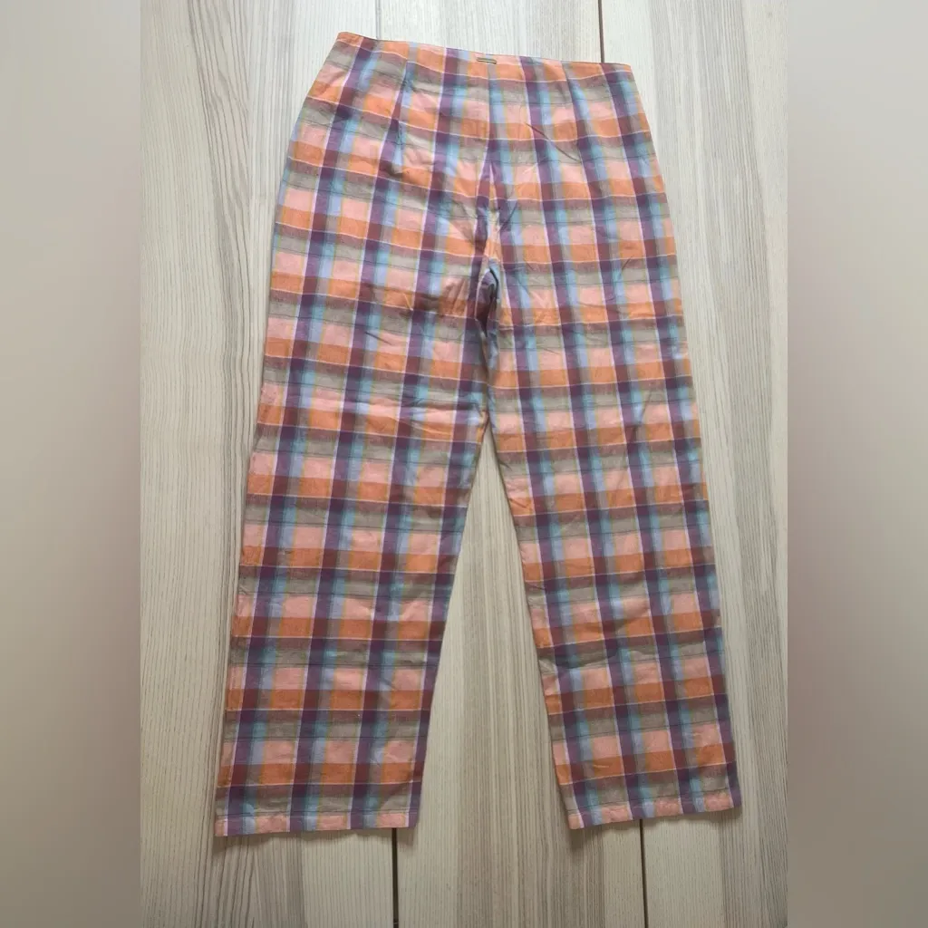 Billabong Salty Blonde Break Point Pants  Multicolor Plaid Wide Leg Pants size 3 - Image 9