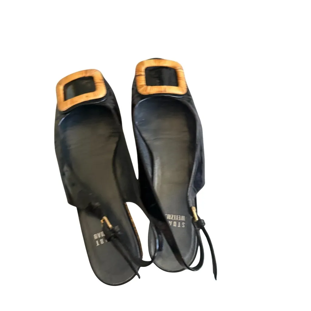 STUART WEITZMAN Black Patent Leather Slingbacks Sandals Size 8 - Image 5