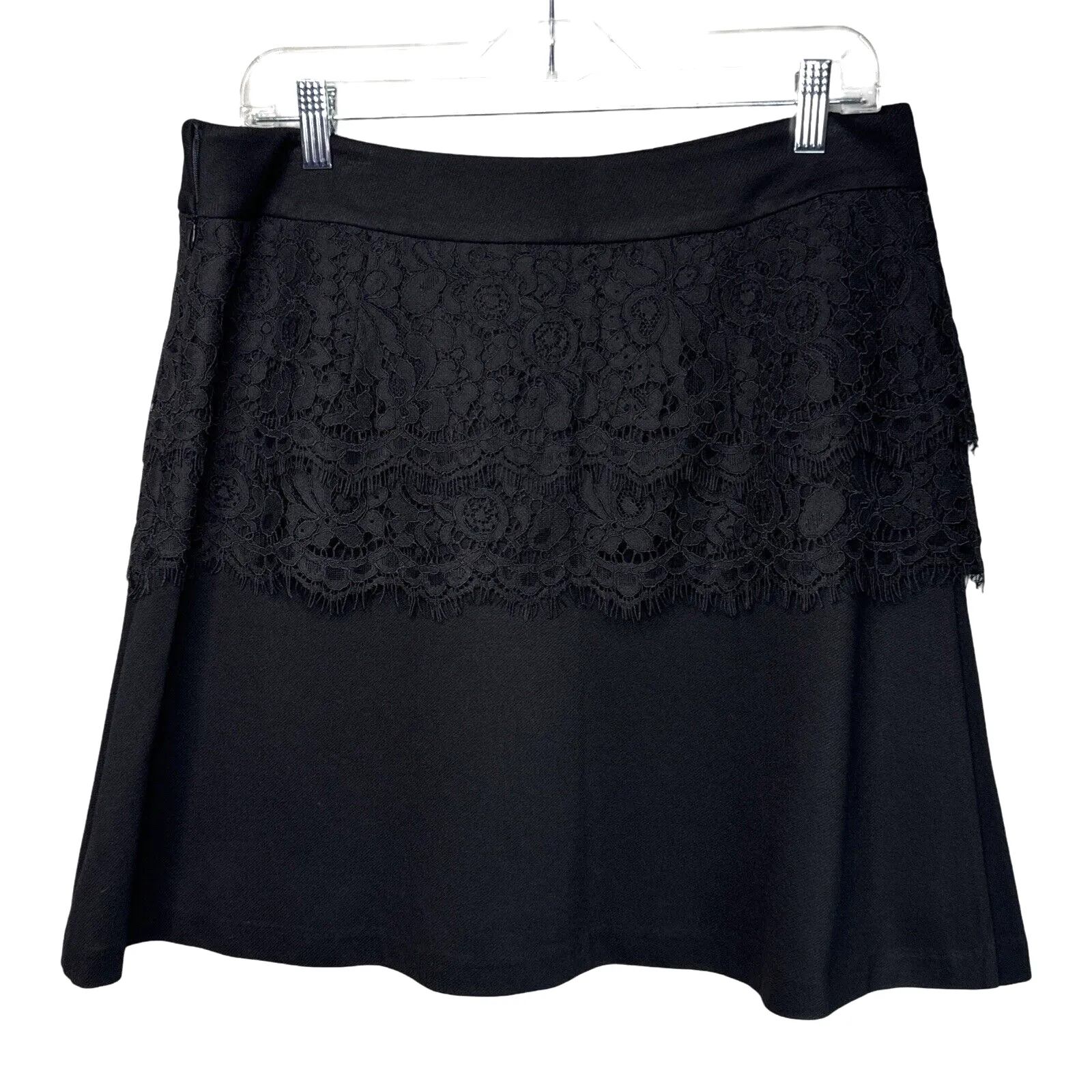 Cabi Skirt Womens 12 Black Soriee Skirt Lace Overlay A-Line Feminine Romantic‎ - Image 2
