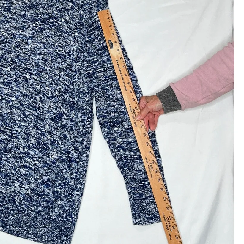 Lands End Drifter cardigan 2X blue chunky cable knit 100% cotton zip - Image 5