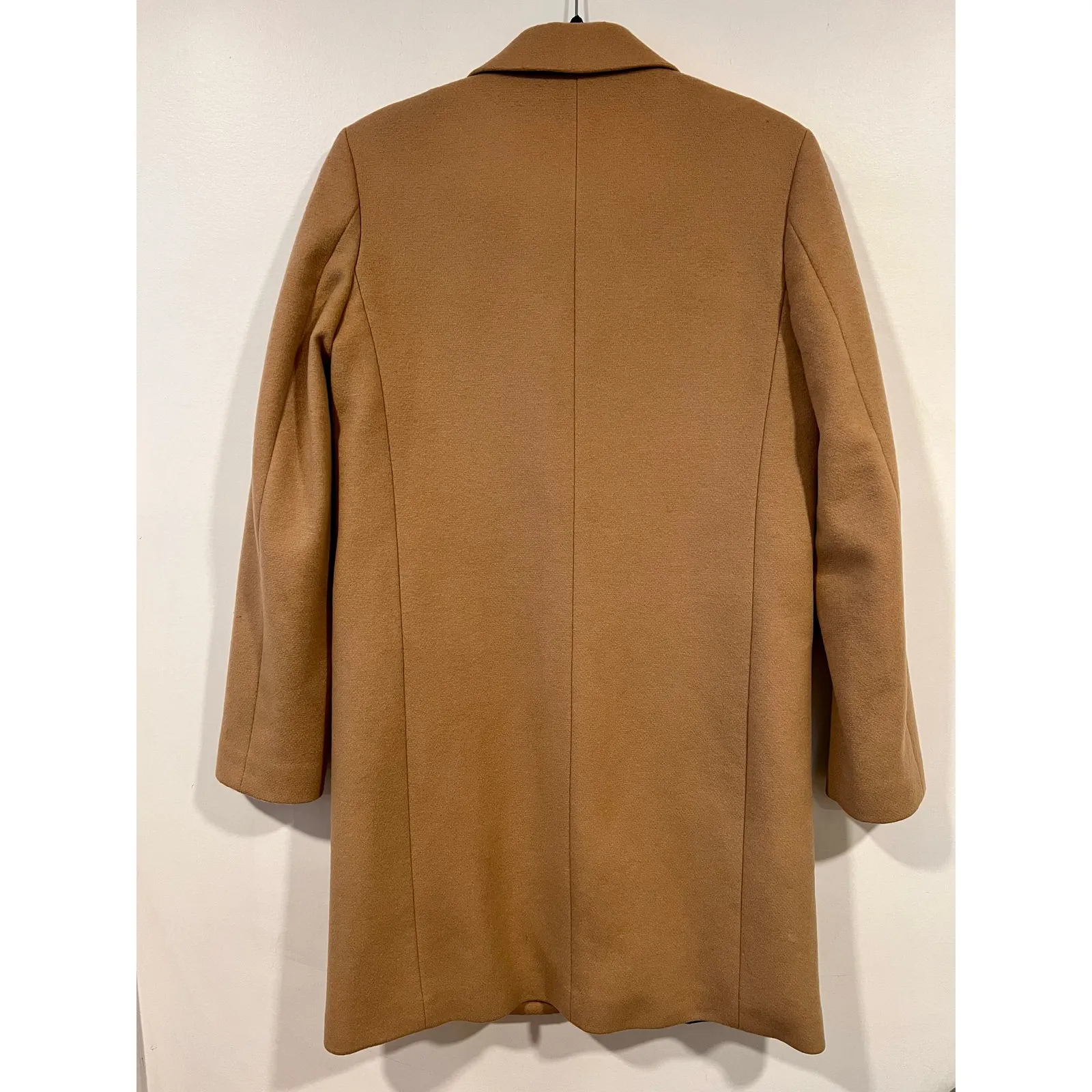 Women’s Minimalist Zara Tan Overcoat Elegant Classic Business Casual Formal S - Image 5