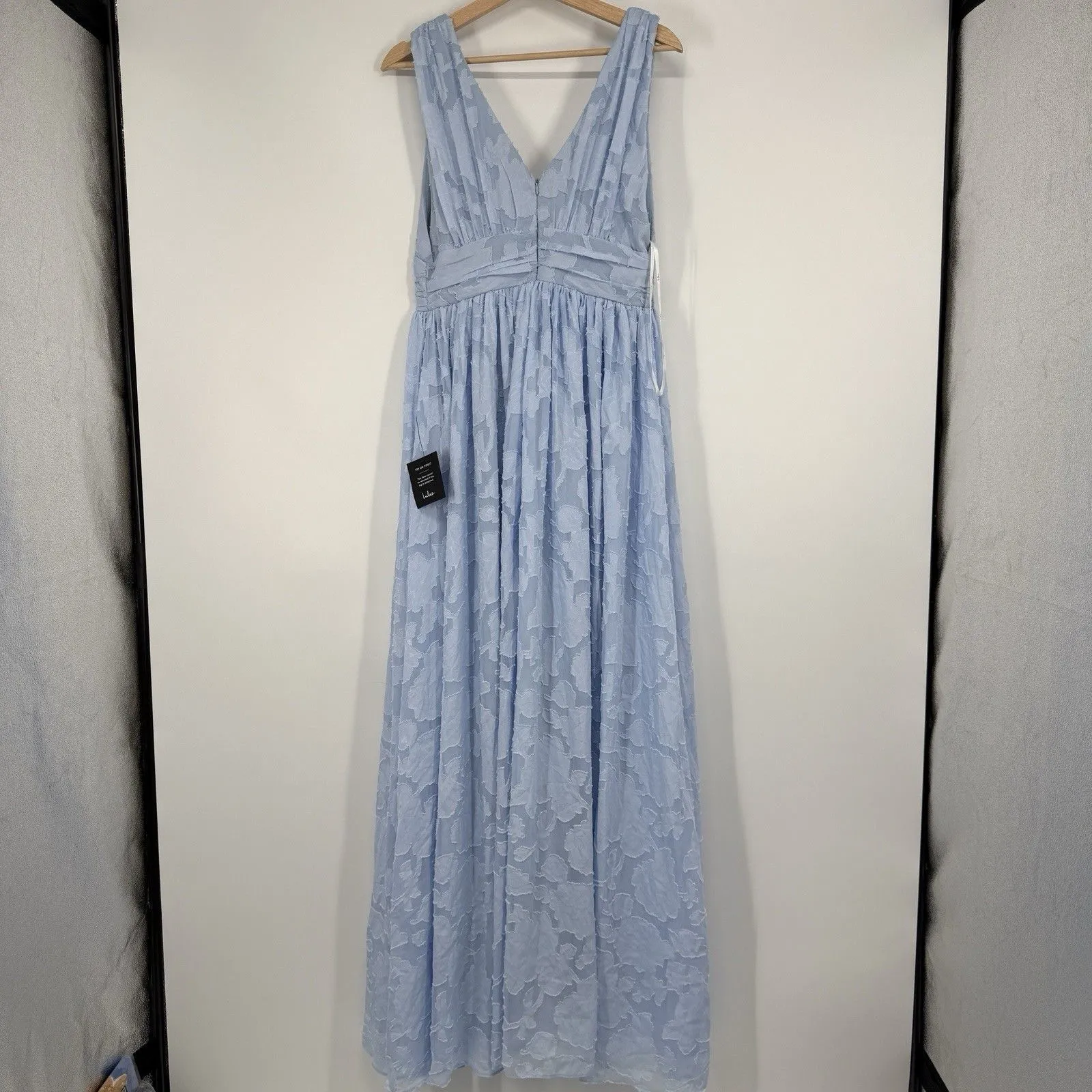 Lulus Maxi Dress Sweet Sophistication Light Blue Burnout Floral Size M Fairy - Image 6