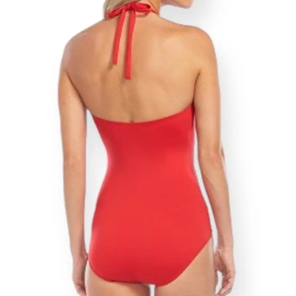 Apt. 9 Red Halter Neck Braided One-Piece Swimsuit - Image 66