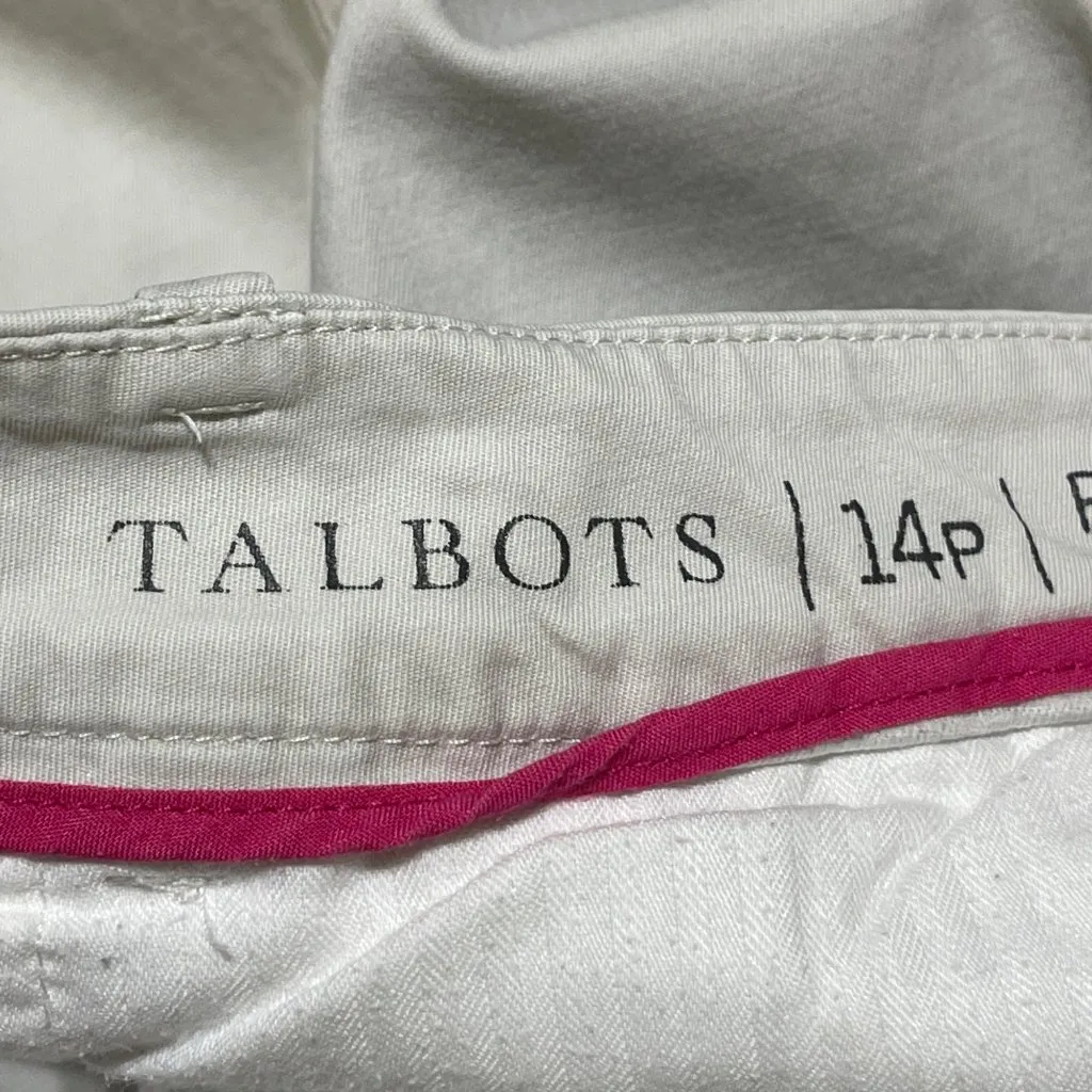 Talbots Perfect Skimmer Curvy Light Khaki Size 14P Petite Flat Front Cropped - Image 3