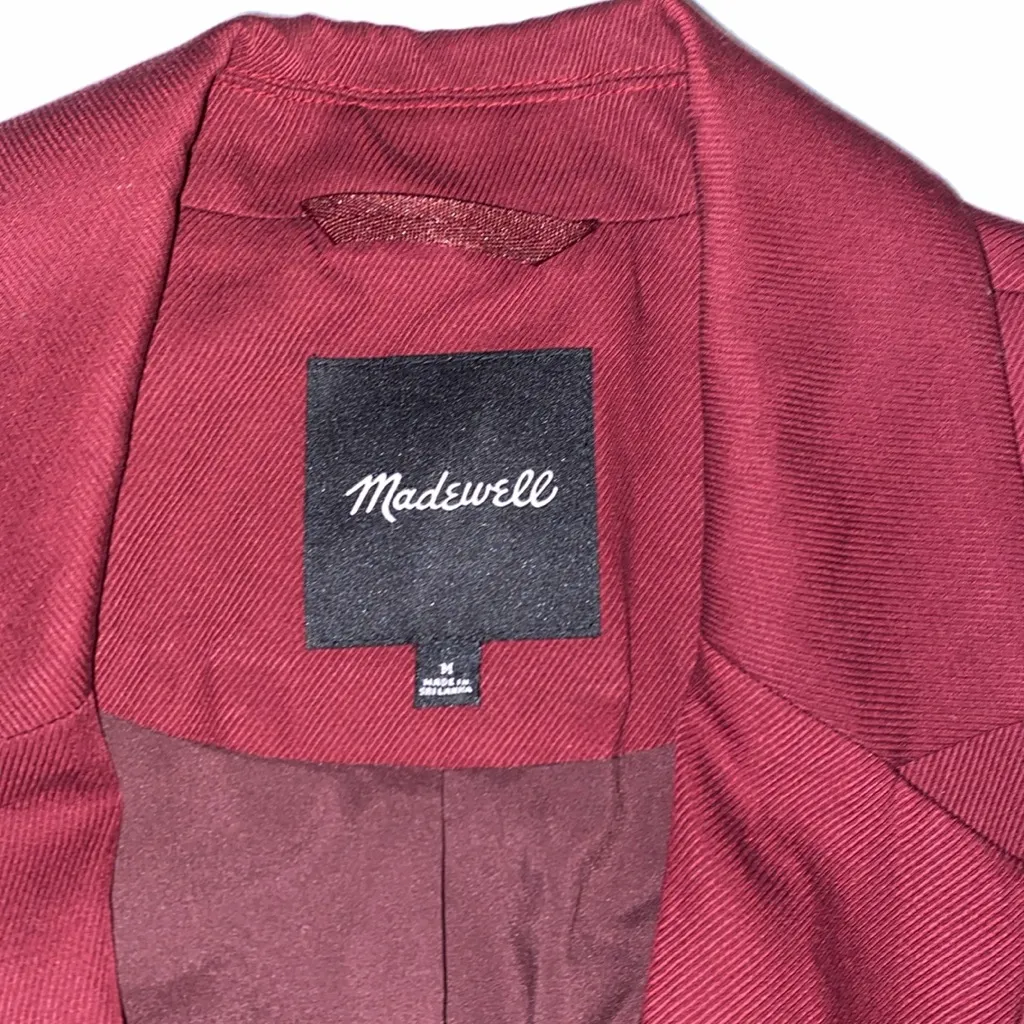 Madewell Caldwell Double Breasted Burgundy Blazer size Medium - Image 4