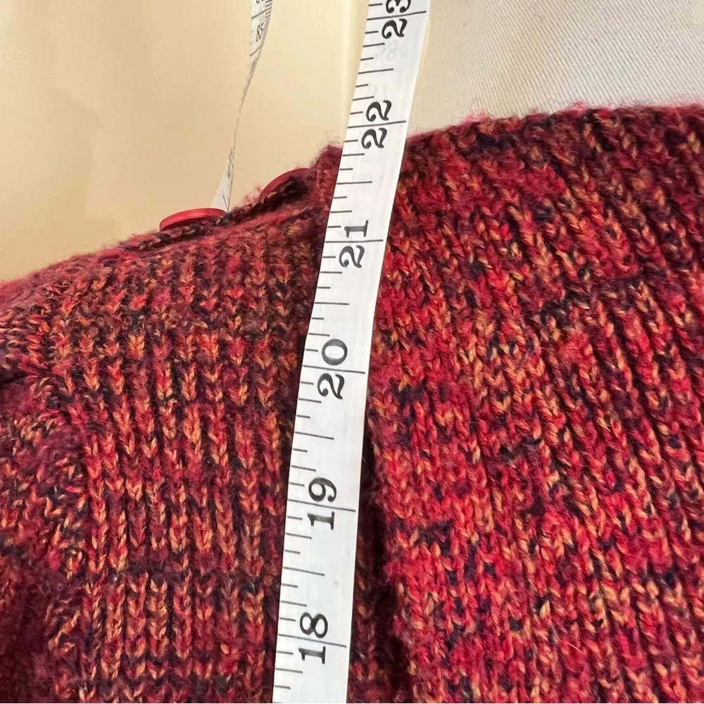 Joie Jemel Red Multicolor Wool Knit Sweater Cozy Cabincore Button-Collar Large - Image 8