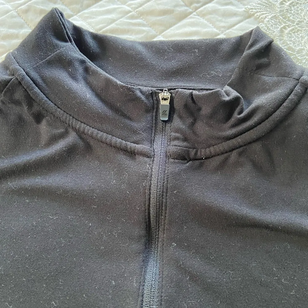 Kyodan Athletic Long Sleeve Knit 3/4 Zip Shirt Black Right Side Pocket Size P/S - Image 6