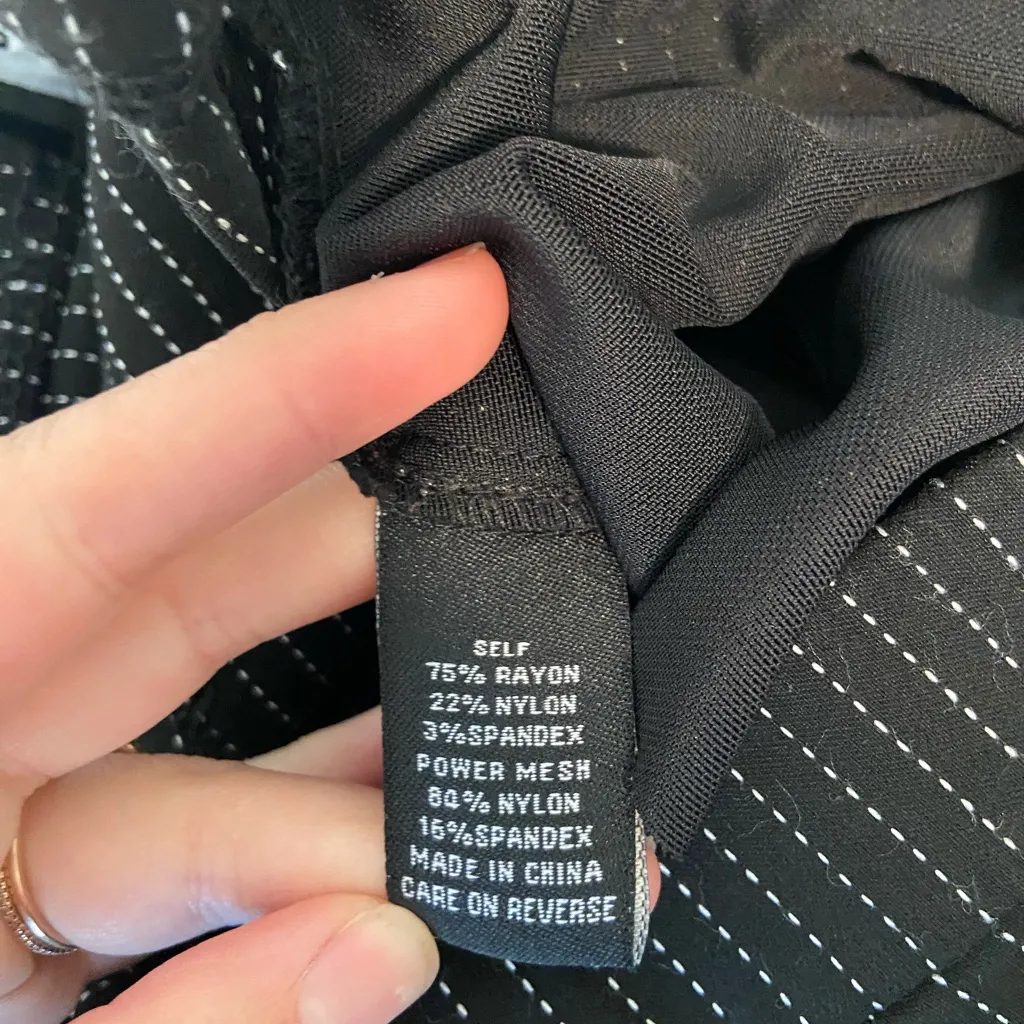 EUC | BRIGGS women’s black white vertical striped pull on dress pants — large - Image 7