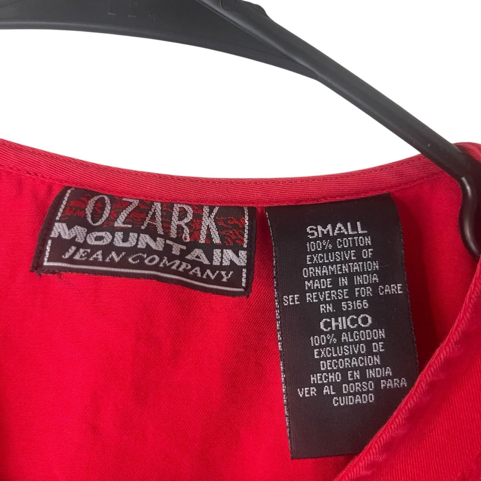 Ozark Mountain Vintage 90s Women's Size Small‎ Red Emboridered Western Button Up - Image 5