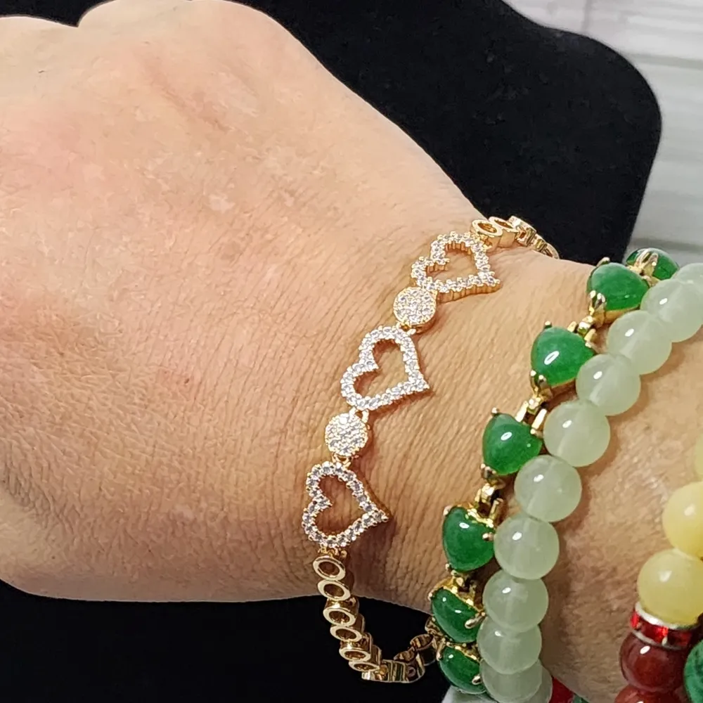 Gold Filled Bracelet with 3 Hearts - Image 6