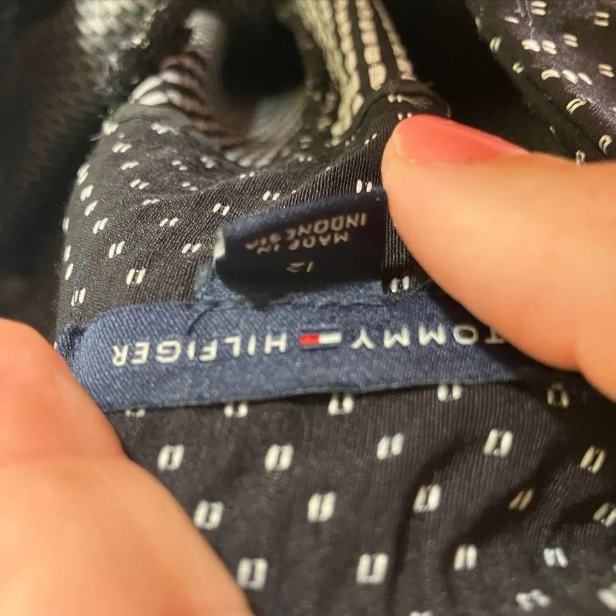 Tommy Hilfiger Black White Dot Print Stretch Career Pants Size 12 Preppy Classic - Image 8