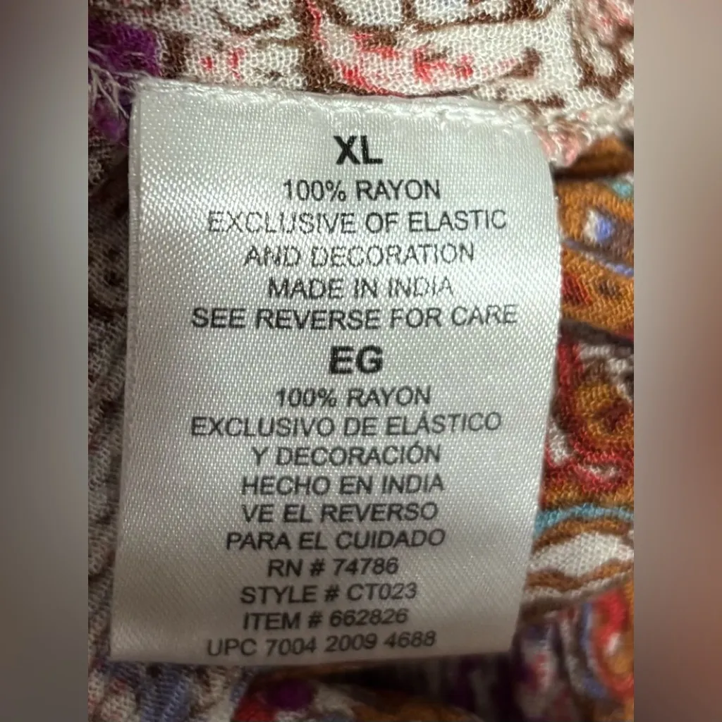 Bila XL Boho Multicolor Crocheted Trim Scarf Hem Midi Dress Orange - Image 6