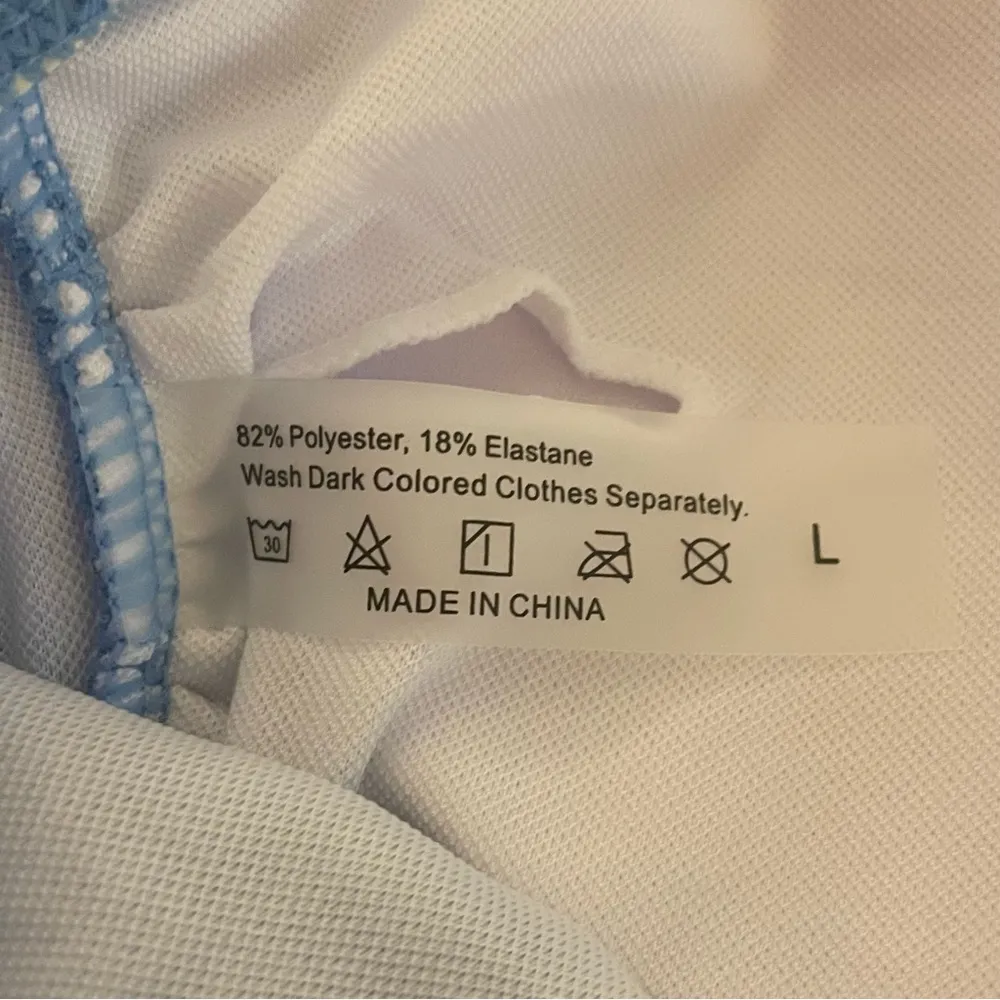 SHEIN Textured Ring Linked Bandeau Bikini Set, Blue, Size L, NWOT - Image 7