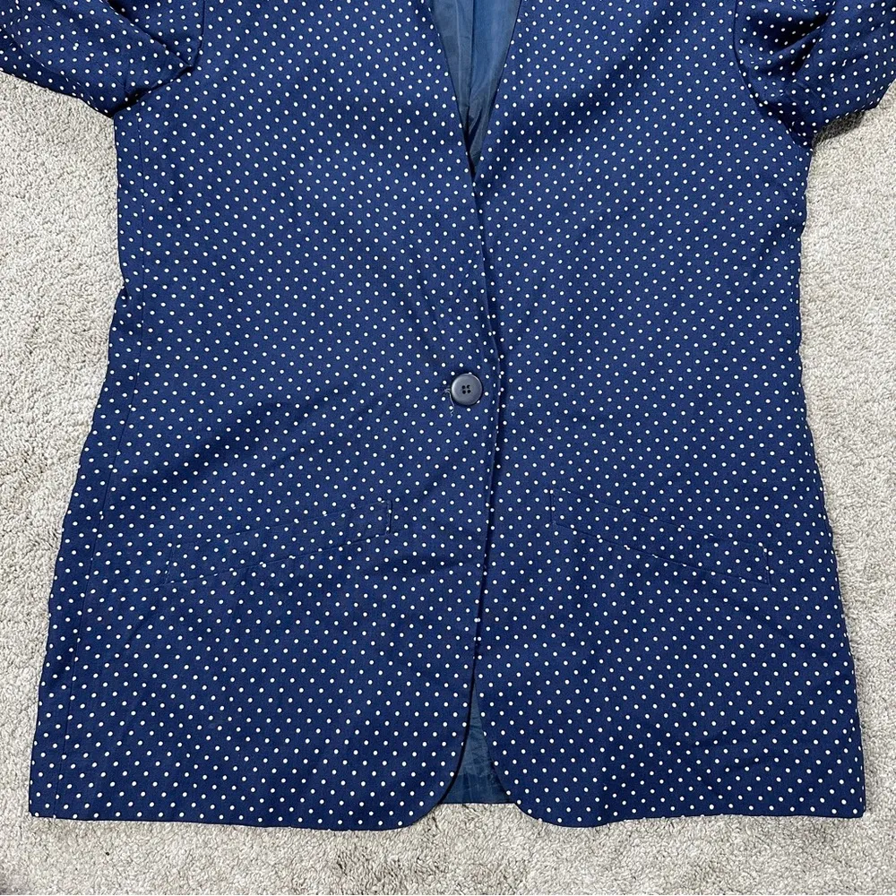 Pendleton Womens Vintage Polka Dot Print Lightweight Blazer Jacket Retro Navy 10 - Image 4