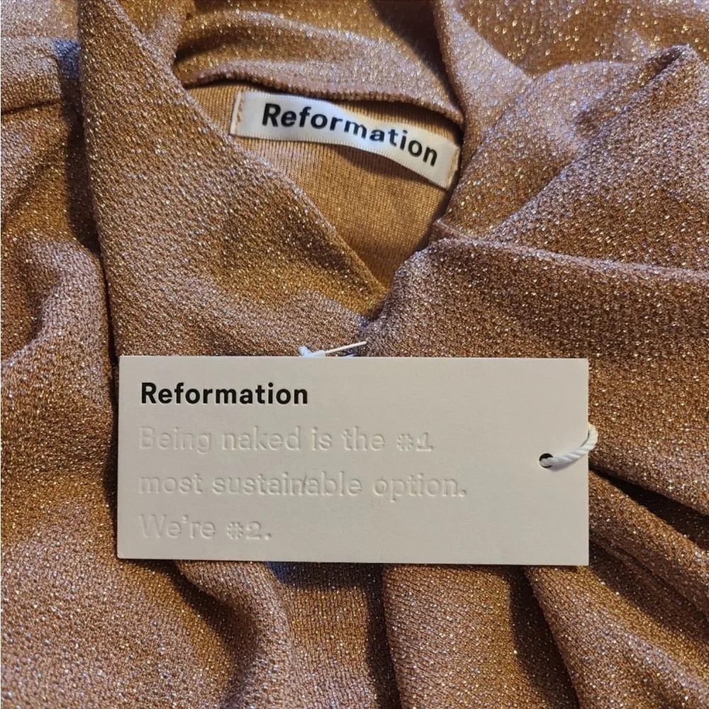 NWT Reformation Paprika‎ Golden Hour Shimmer Sparkle Cocktail Evening Dress - Image 10