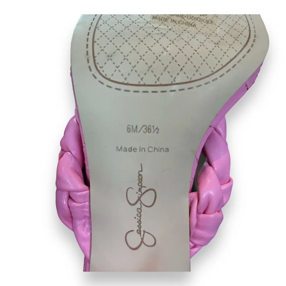 Jessica Simpson Zaliye Pink Quilted Braided Strap Block‎ Heel Sandals Sz 6 - Image 8