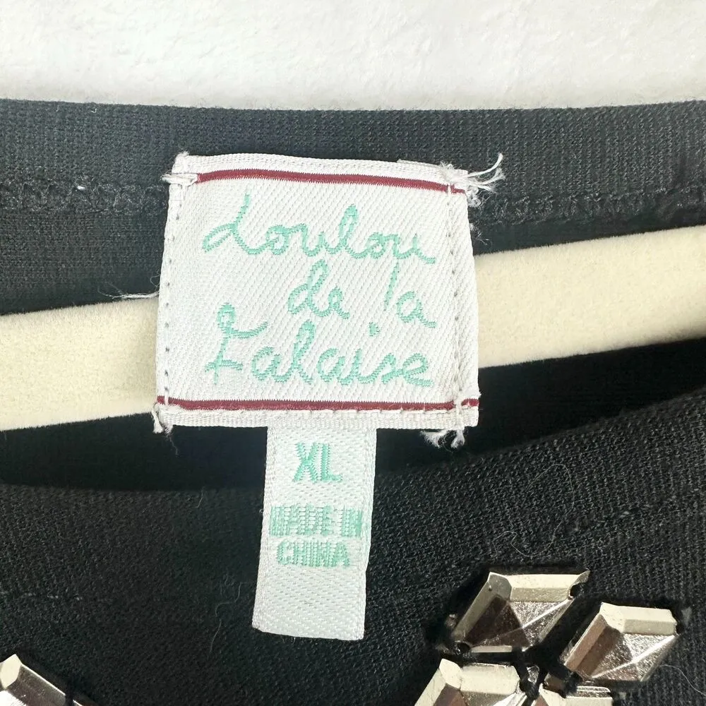 Loulou de la Falaise Top Size XL Black Studded Lagenlook Oversized Embelished - Image 5