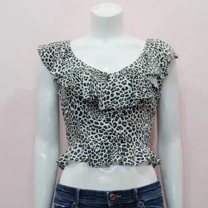 ZARA  Leopard Print Ruffle Blouse - Image 3