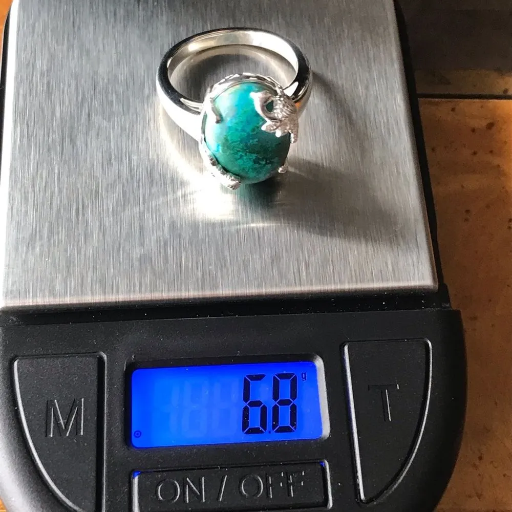 Natural Shadowkite Sterling Silver Peacock Ring Size 9 Blue - Image 4