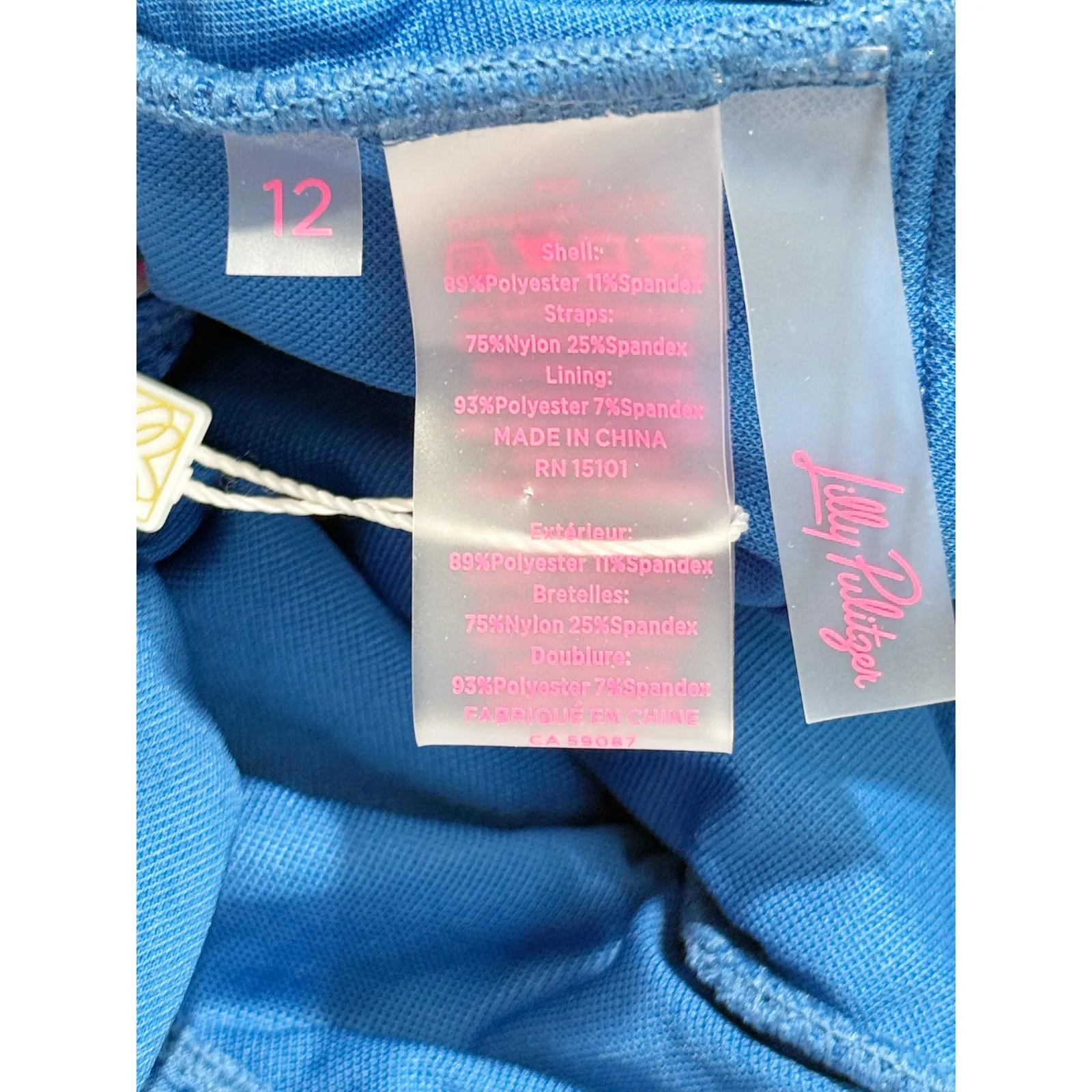 Lilly Pulitzer Alizee One Piece‎ Swimsuit Size 12 Barton Blue Gold Ring Detail - Image 10