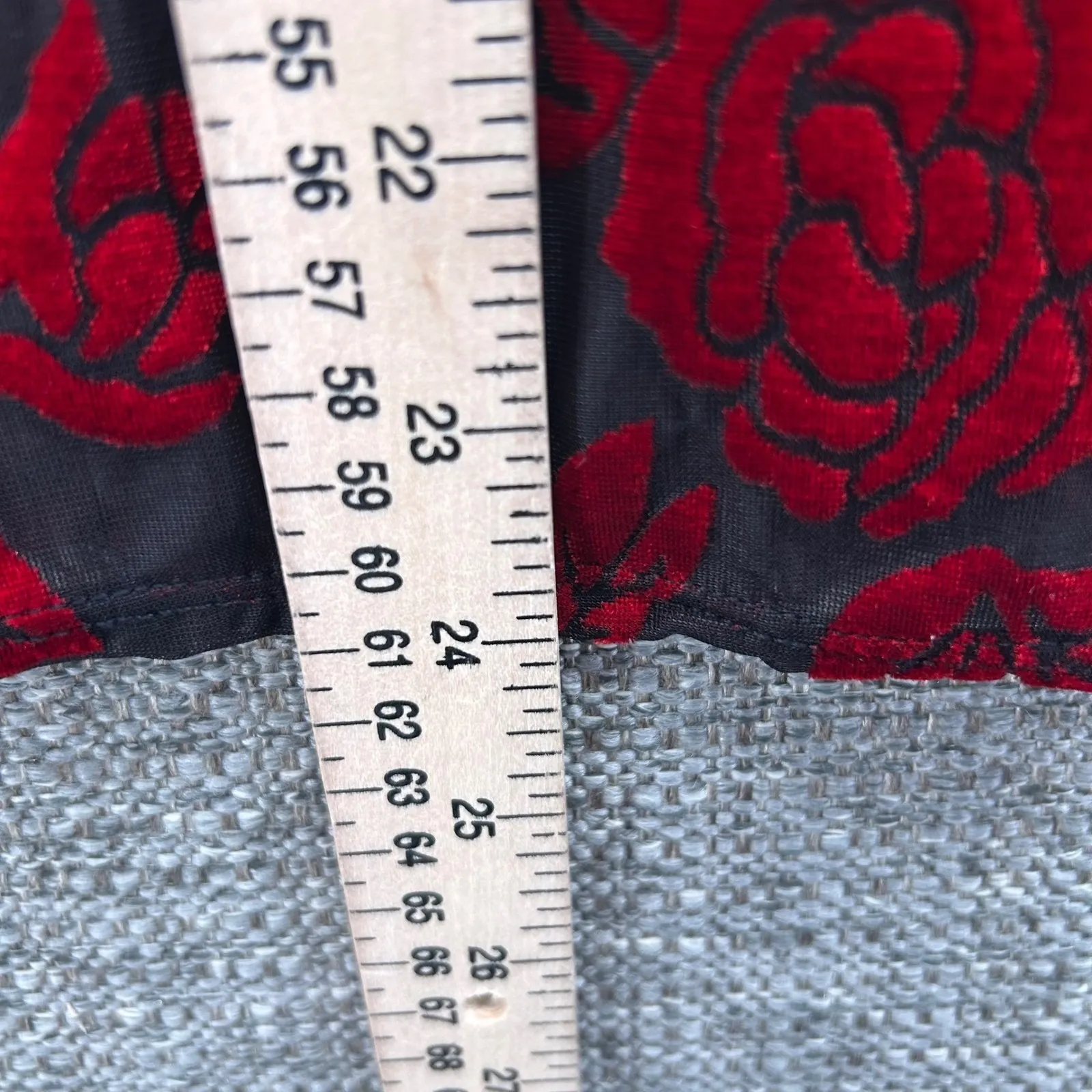 90s Womens Top Small‎ Whimsigoth  Goth Red Dark Romantic Velvet Burnout - Image 11