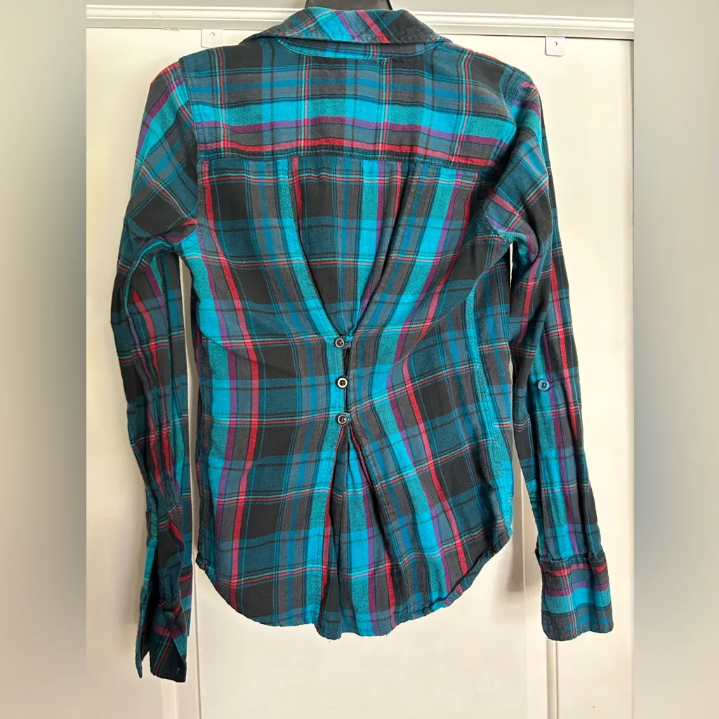 Roxy Vintage Flannel Button Down Shirt - Image 3