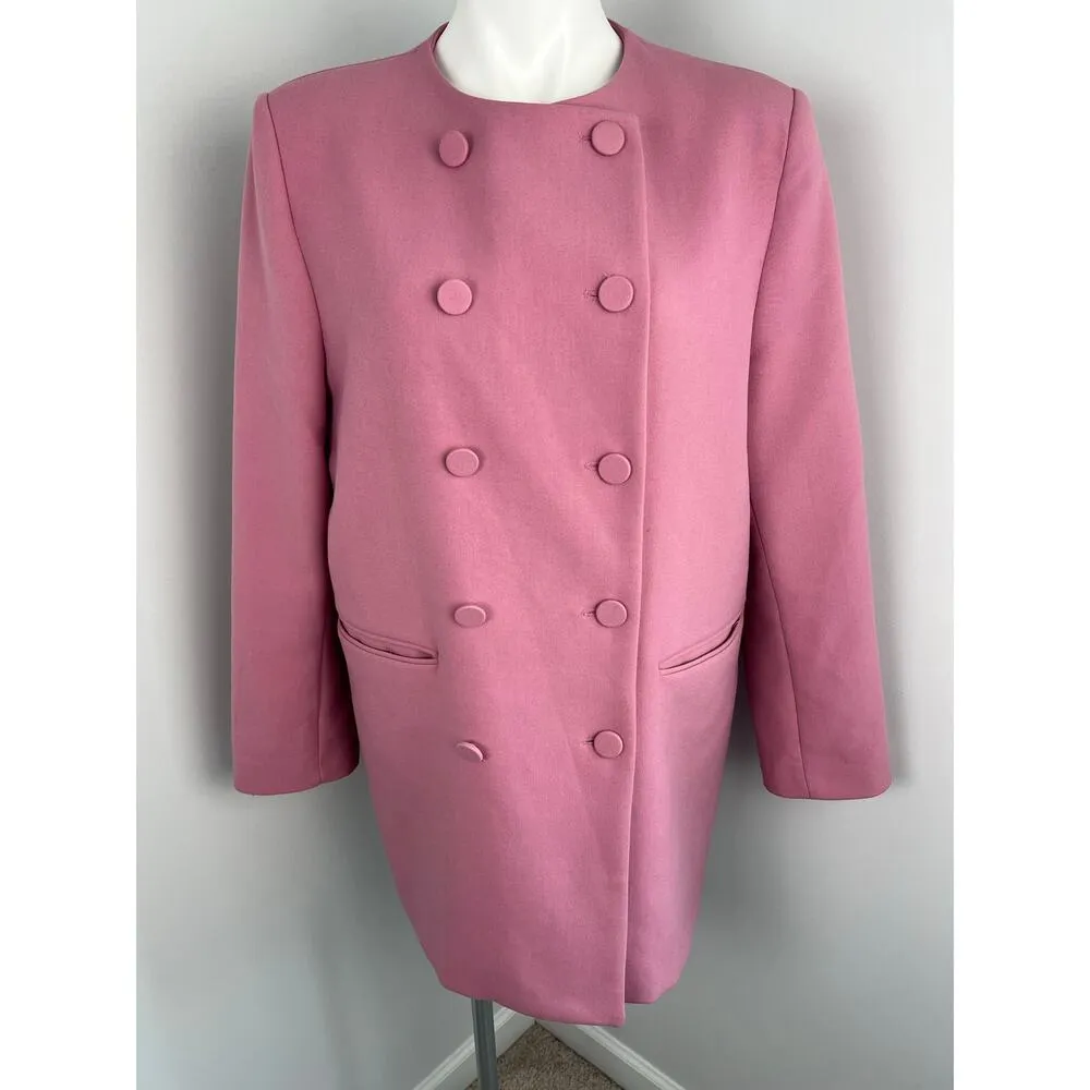 Zara Pink Double Breasted Blazer Coat XL Career Professional Girly Barbie Glam - Image 3