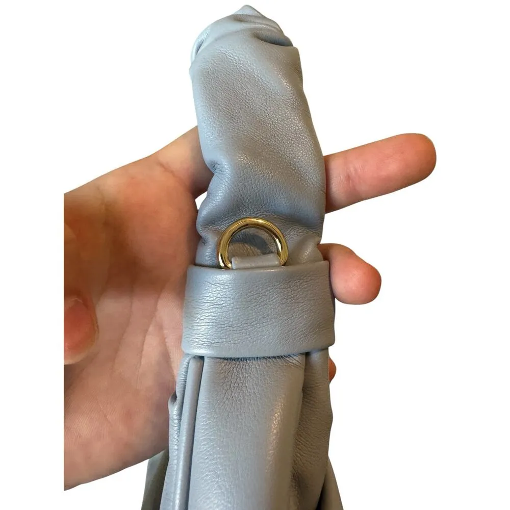 Urban Expressions Dusty Blue Scrunch Shoulder Bag Faux Leather Ruched Hobo Purse - Image 4