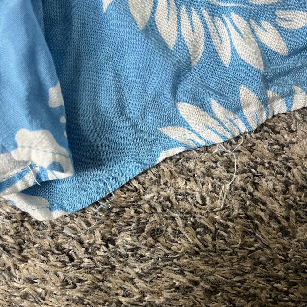 Blue and White Hawaiian Print Lounge Shorts with Drawstring Waist - Image 6