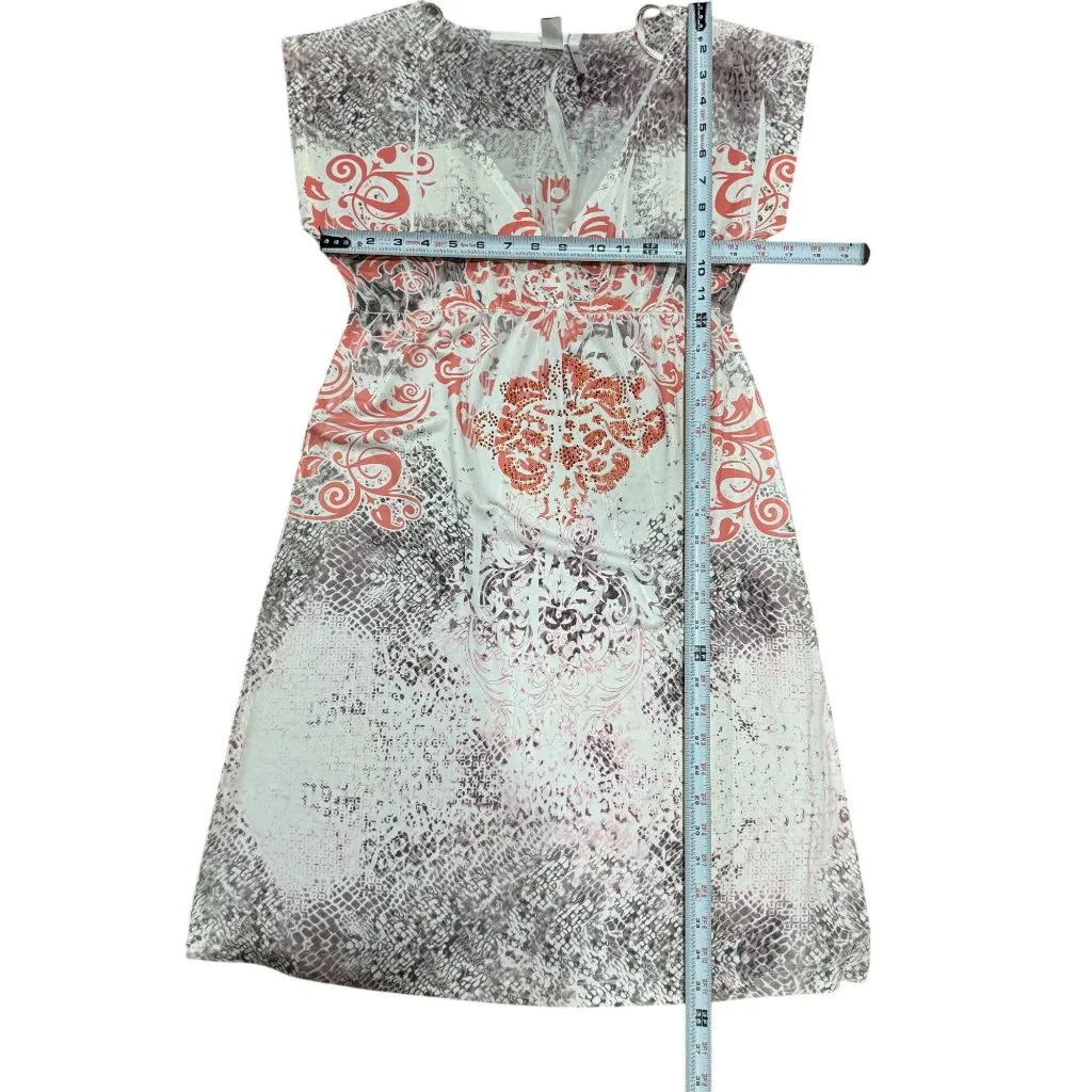 NEW Midi Cover-Up Beach Dress Womens Multicolor L Boho Pink/Brown Stretch - Image 8