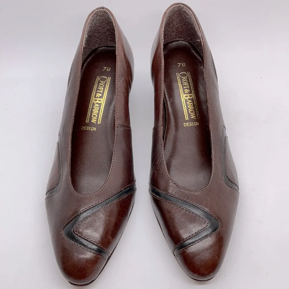 Croft & Barrow Brown Leather Kitten Heels 7 - Image 2
