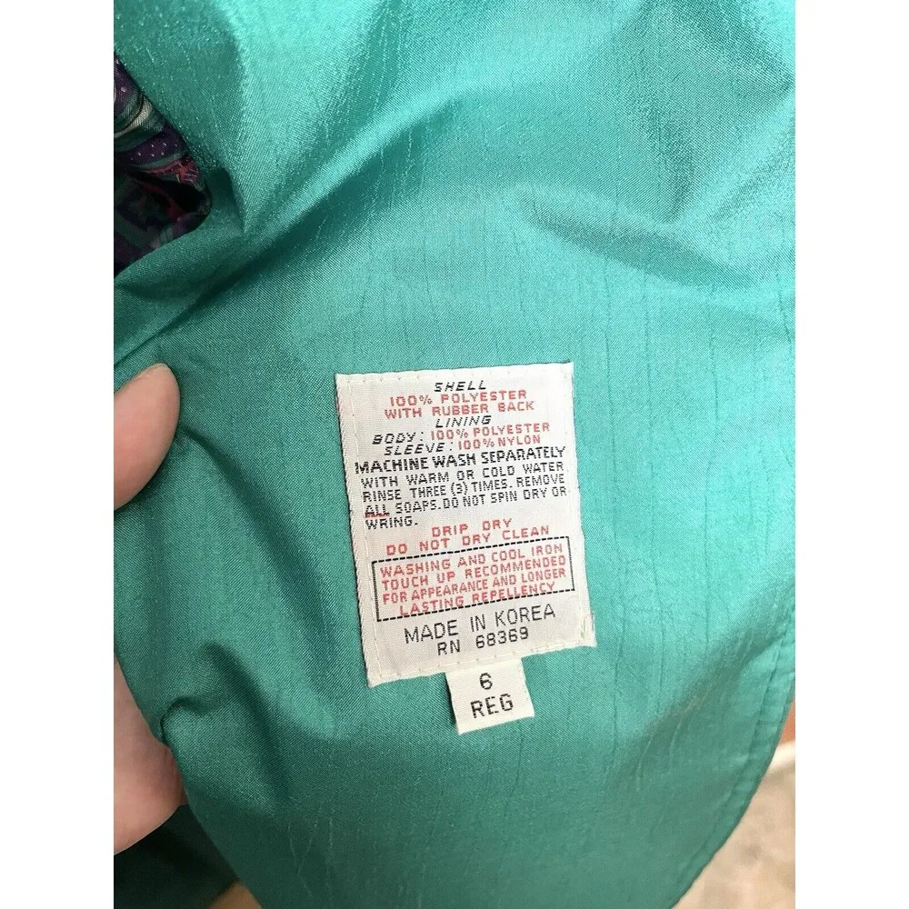 VTG London Towne by London Fog  Size 6 Bright Green Trench Coat Rain Jacket - Image 4