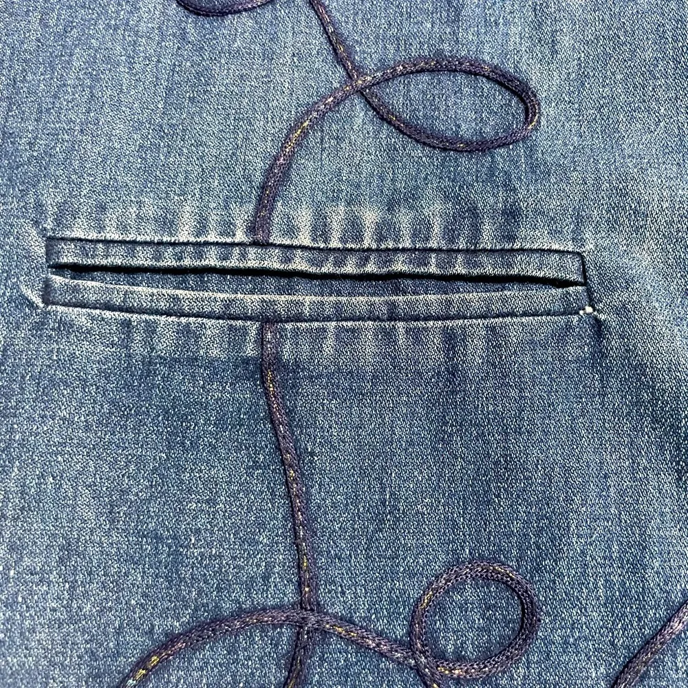 Deyas vintage Denim jacket with brocade work all over Y2K Blue Size L - Image 13