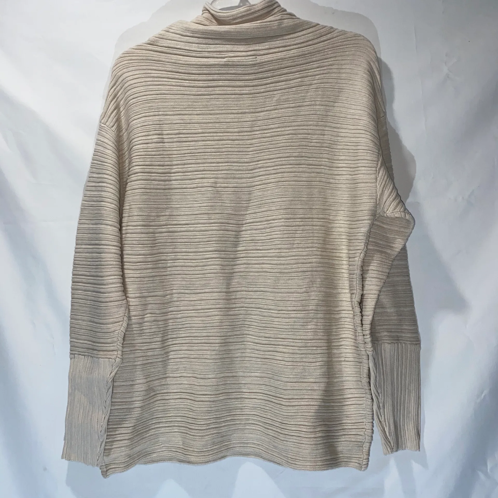 Oatmeal Mock Neck Long Sleeve Sweater Medium - Image 3