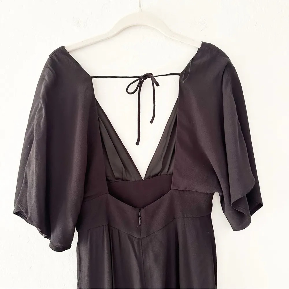 & Other Stories Plunge Neck V-Cut Wide Leg Black Jumpsuit | 4 - Image 9