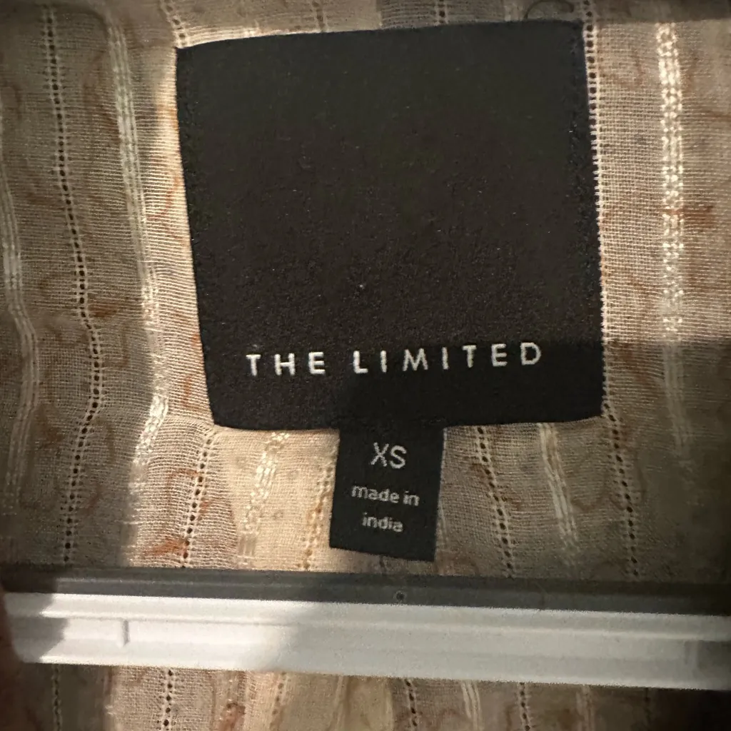 The Limited  brown blazer linen satin piping beaded size‎ XS - Image 6