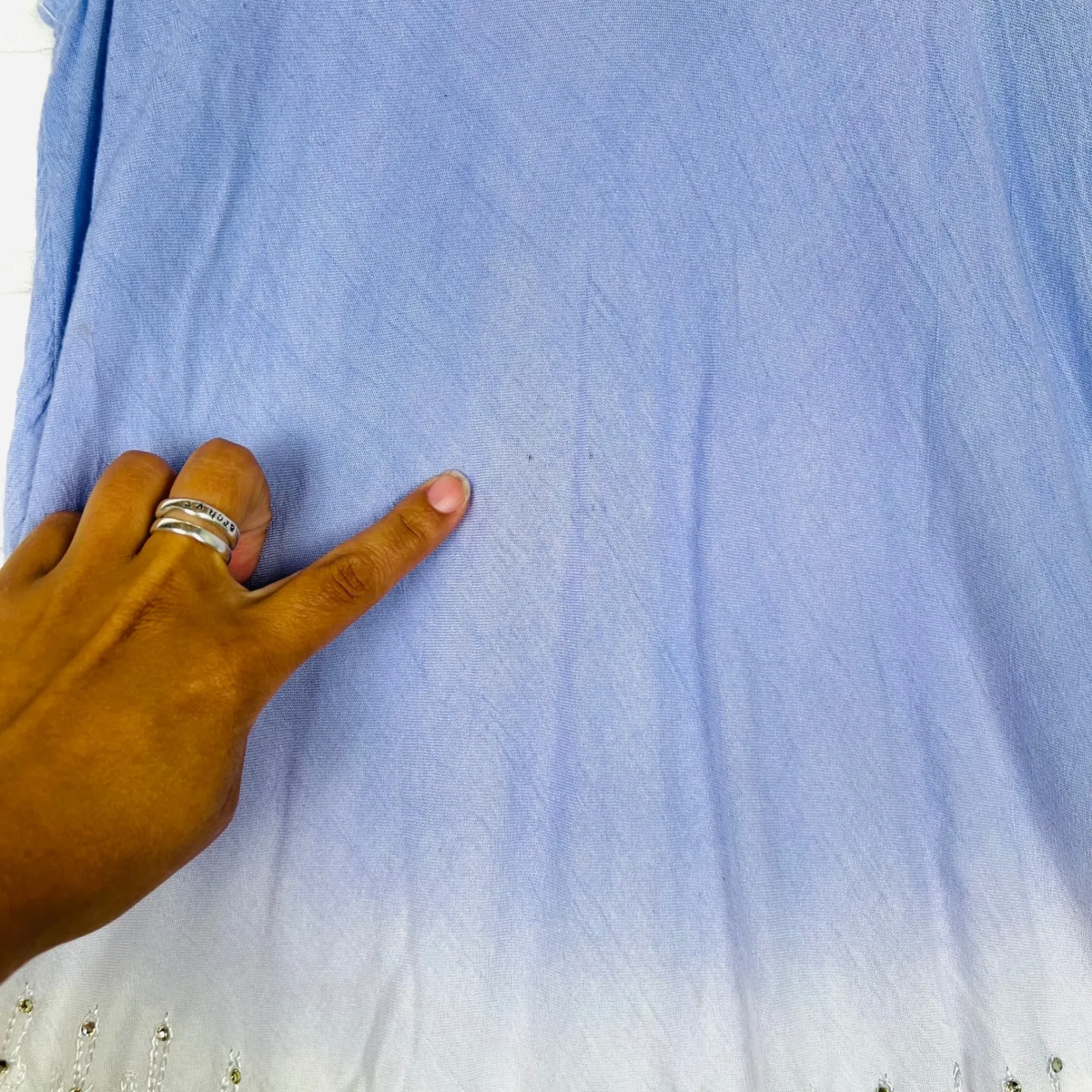 Raya Sun Blue Ombre Boho Sleeveless Tunic Top with‎ Embellished Detail Size L - Image 5